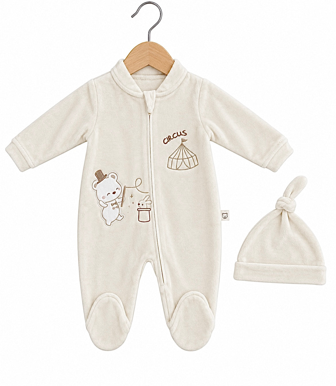 Grenouillère nounours Circus 1 bonnet velours