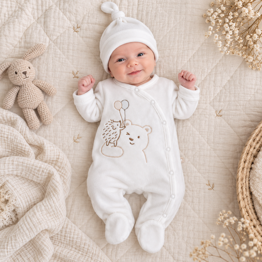 Grenouillère Bear Love unisexe 1 bonnet velours